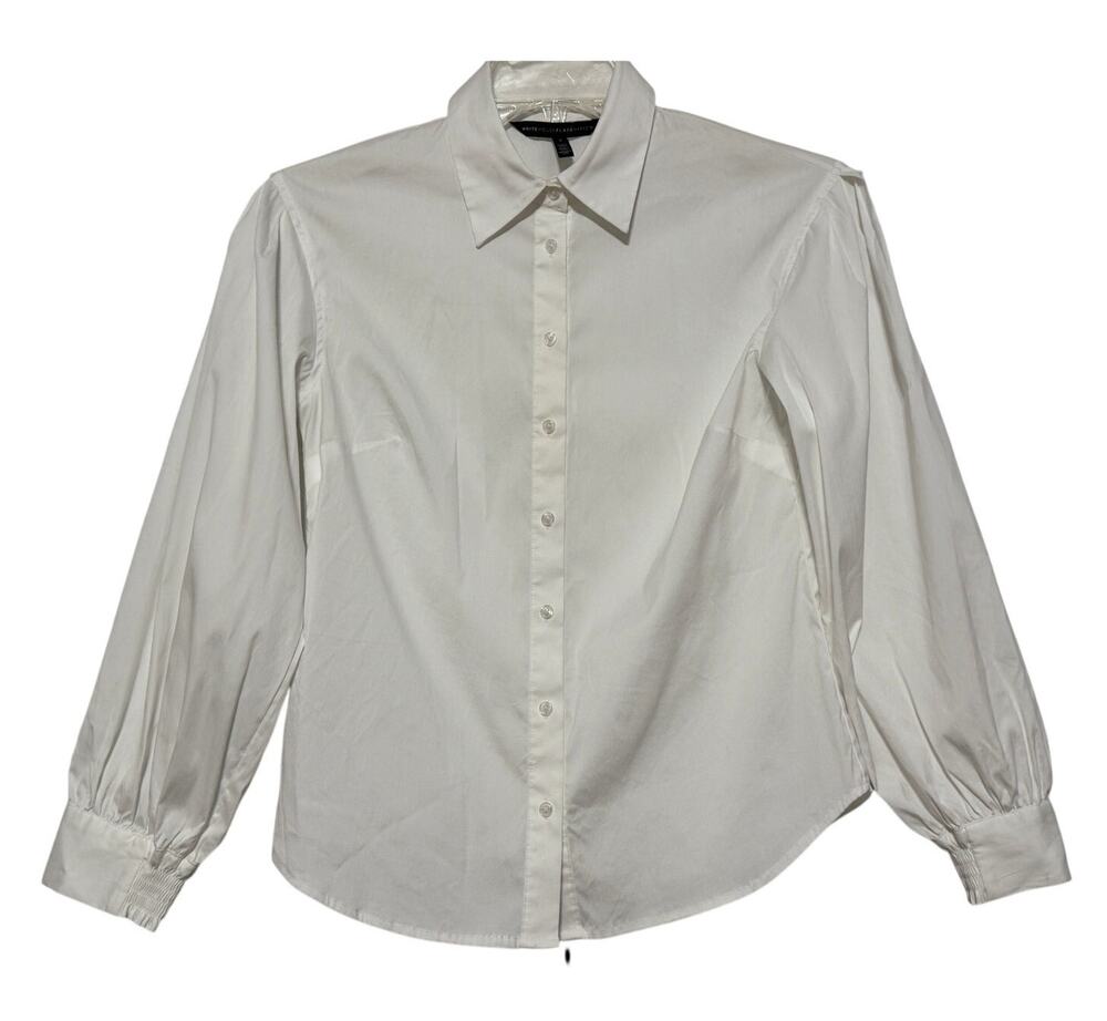 White House Black Market Long Sleeve Blouse, White, Size 2